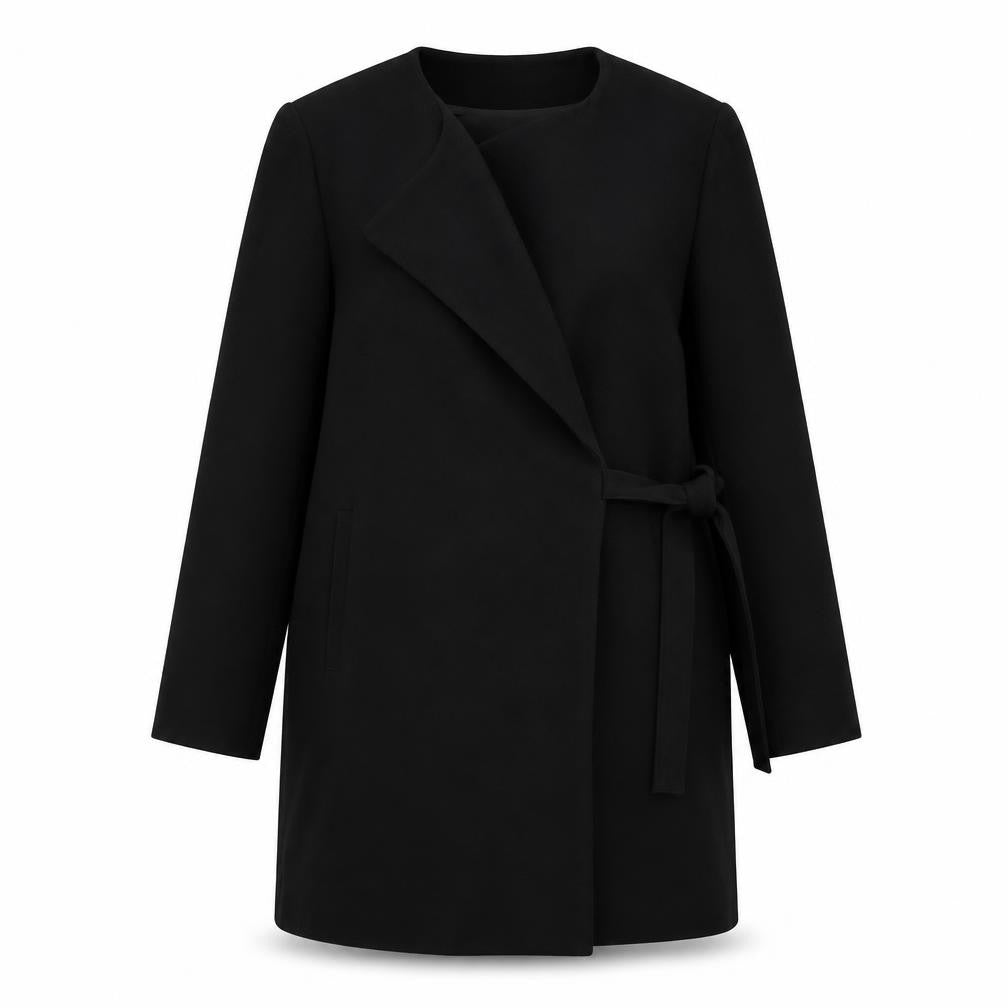 Marks & Spencer Womens Black Overcoat Coat Size 10 Snap