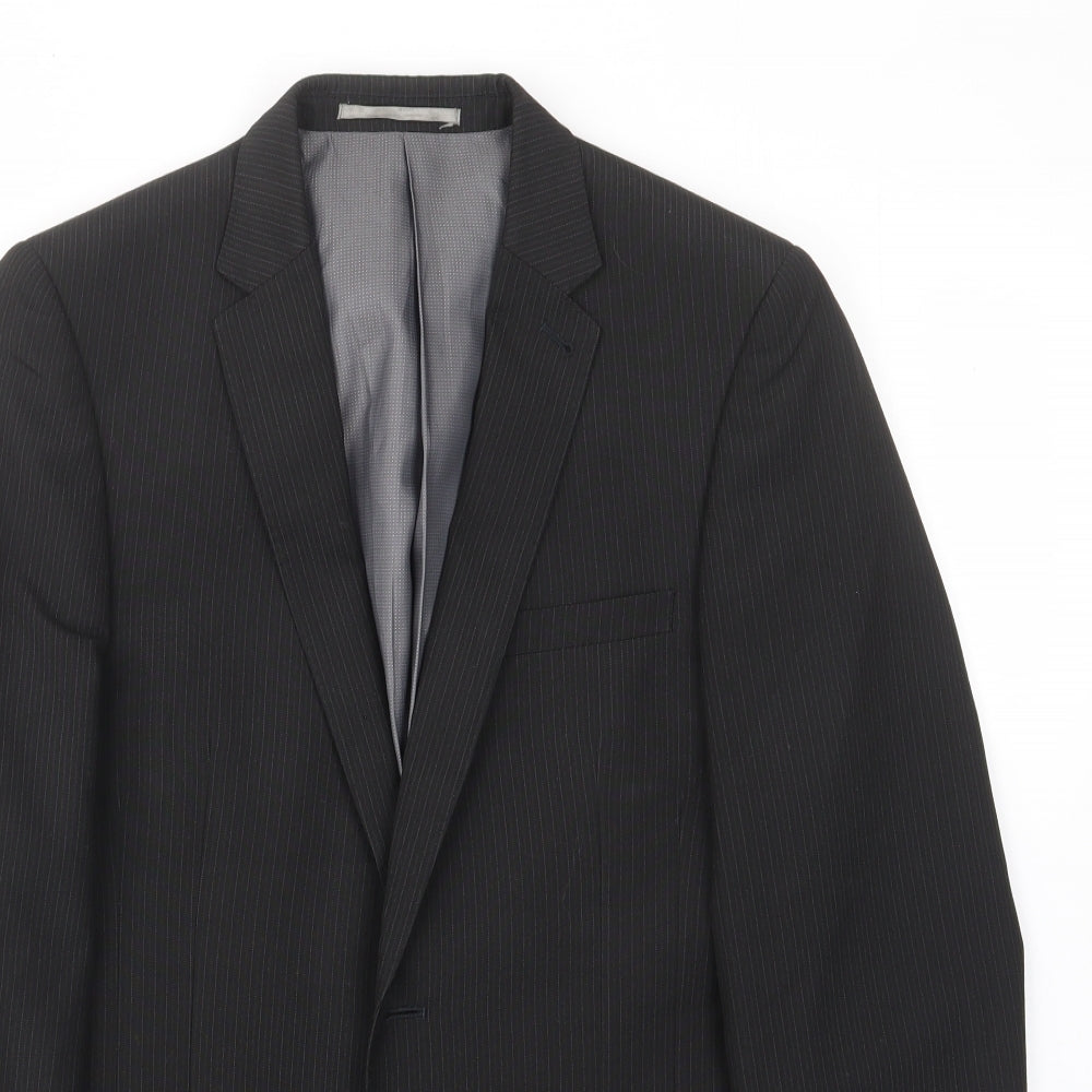Marks and Spencer Mens Black Polyester Jacket Suit Jacket Size 38 Regular - Inside pockets