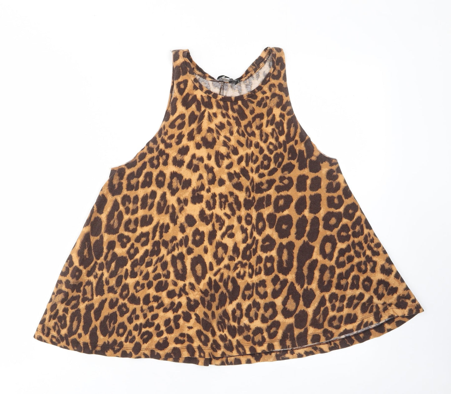 ASOS Womens Brown Animal Print Polyester Camisole Tank Size 8 Scoop Neck
