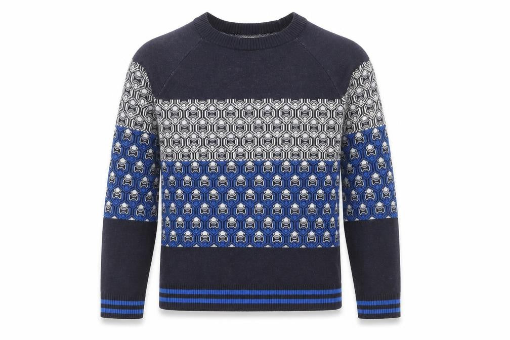 NEXT Mens Blue Crew Neck Geometric Polyester Pullover Jumper Size S Long Sleeve