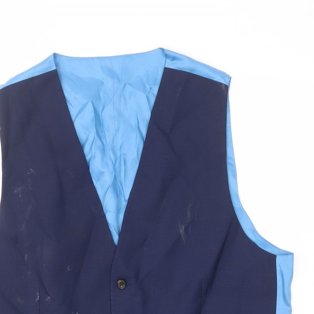 Marks and Spencer Mens Blue Wool Jacket Suit Waistcoat Size 44 Regular