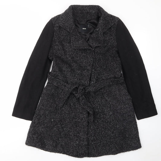 ASOS Womens Grey Overcoat Coat Size 10 Zip - Pockets, Belted