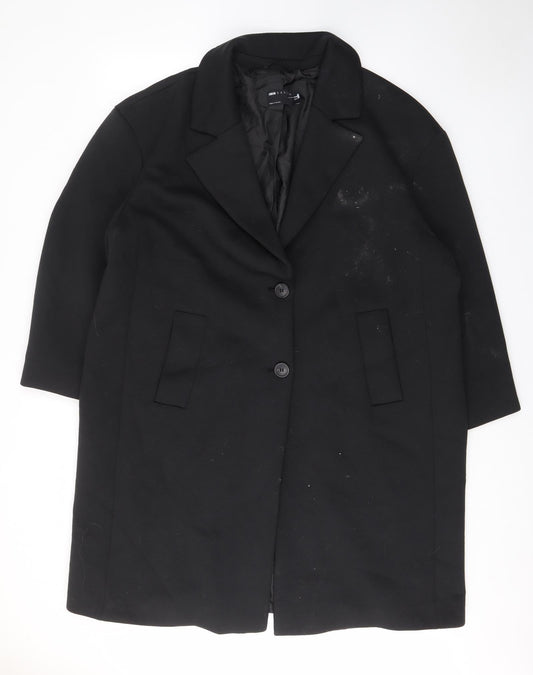 ASOS Womens Black Overcoat Coat Size 18 Button - Pockets