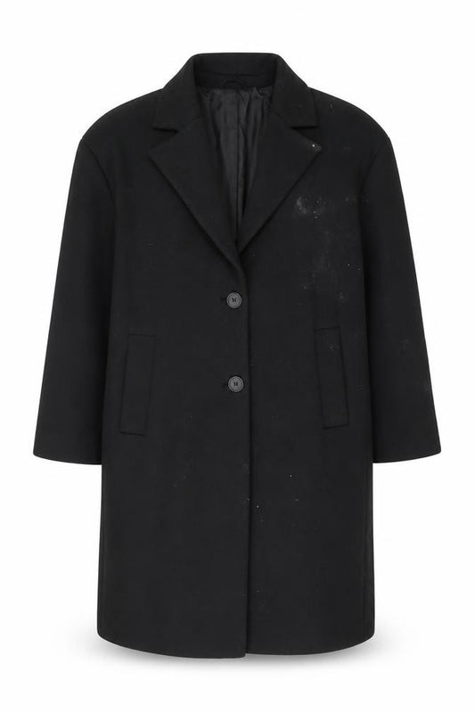 ASOS Womens Black Overcoat Coat Size 18 Button - Pockets