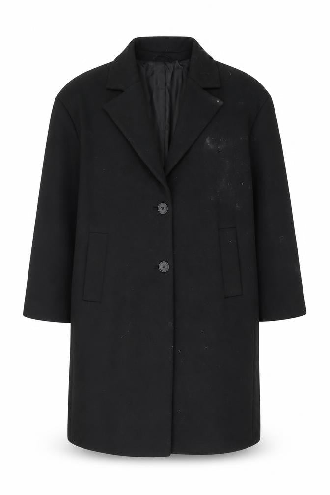 ASOS Womens Black Overcoat Coat Size 18 Button - Pockets