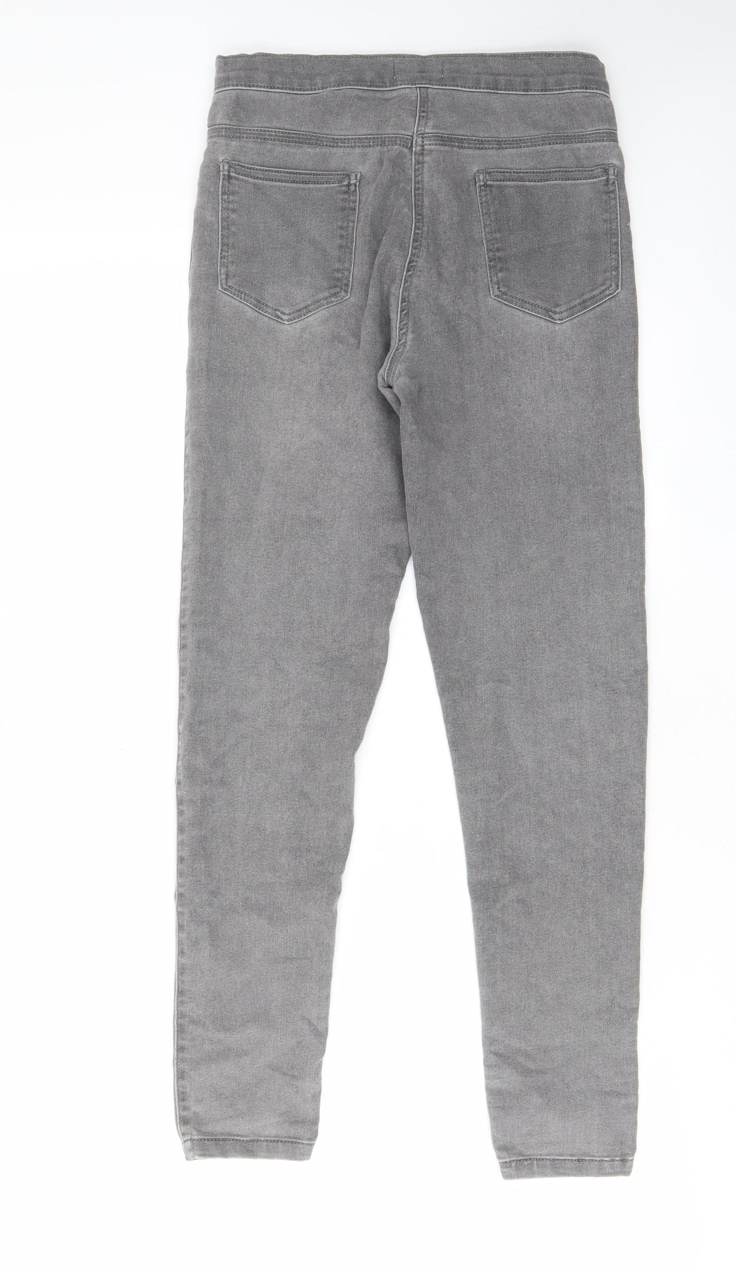 M&Co Girls Grey Cotton Skinny Jeans Size 11-12 Years L25 in Regular Zip - Pockets