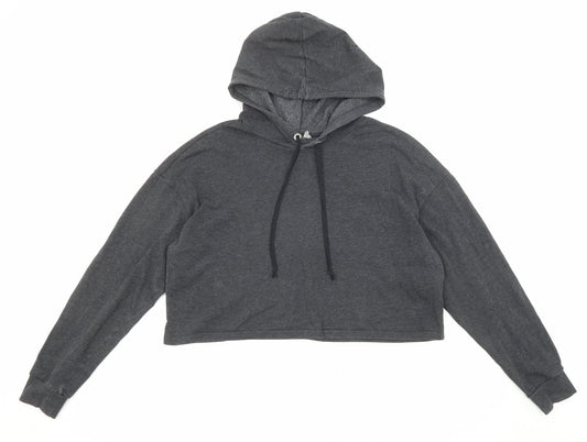 Divided by H&M Womens Grey Cotton Pullover Hoodie Size L Drawstring
