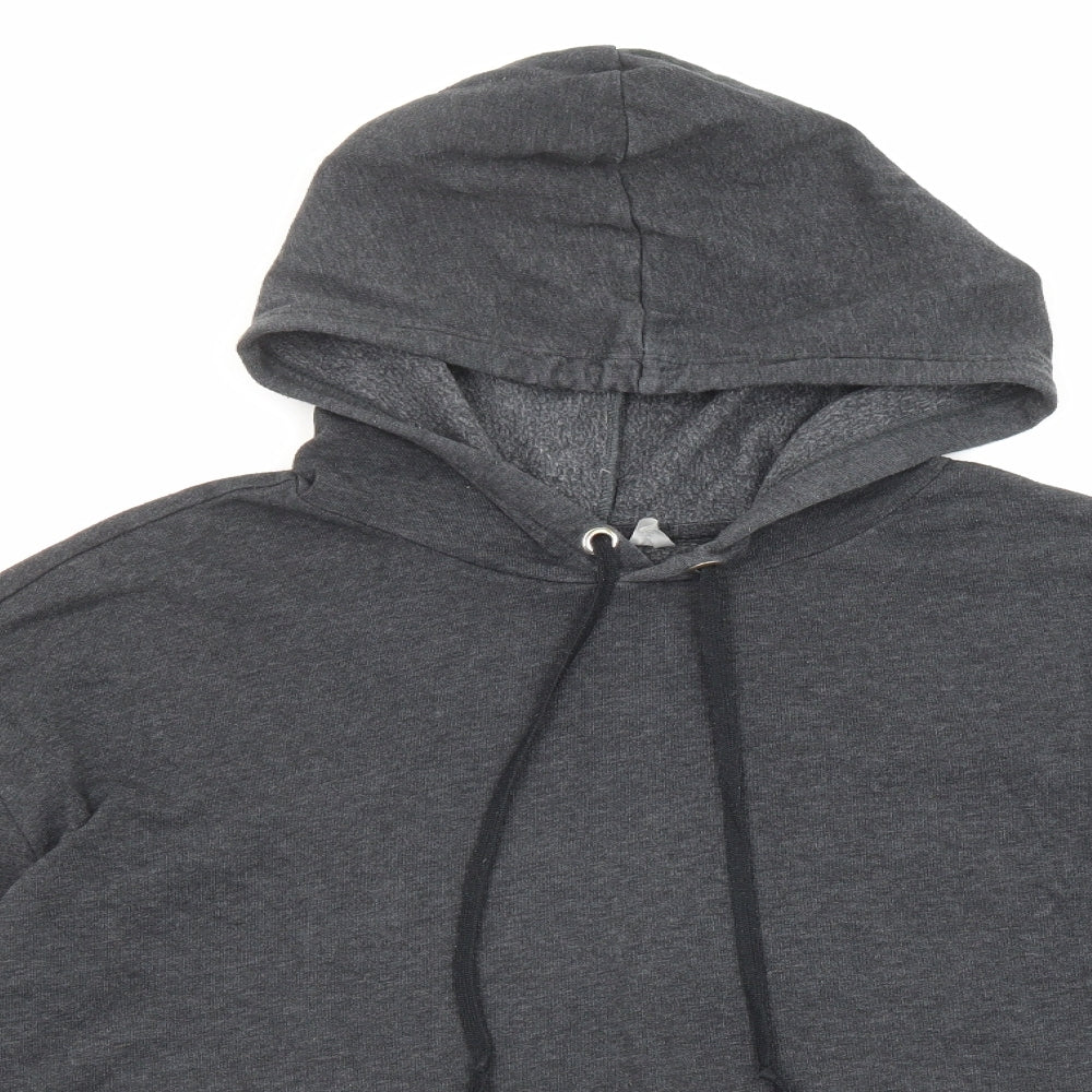 Divided by H&M Womens Grey Cotton Pullover Hoodie Size L Drawstring