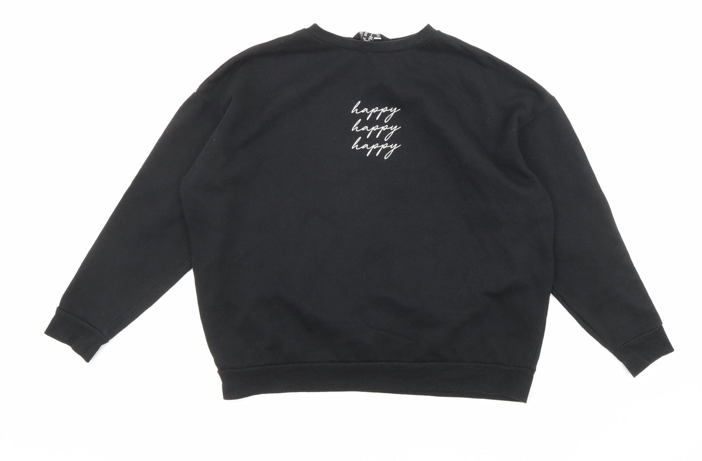 New Look Womens Black Cotton Pullover Sweatshirt Size S Pullover