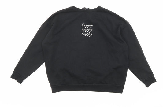 New Look Womens Black Cotton Pullover Sweatshirt Size S Pullover