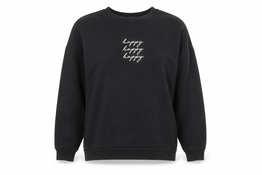 New Look Womens Black Cotton Pullover Sweatshirt Size S Pullover