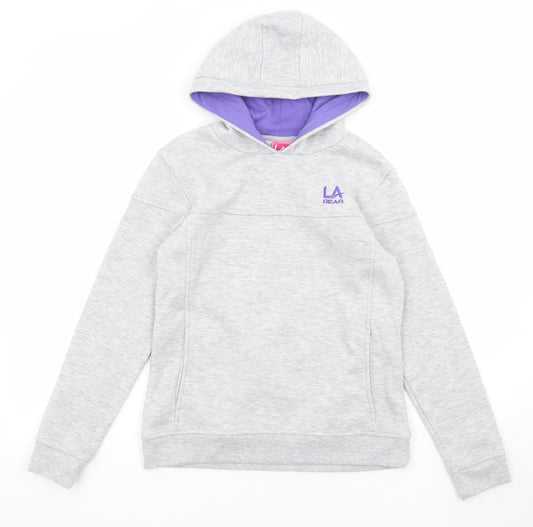 Hi Gear Girls Grey Polyester Pullover Hoodie Size 11-12 Years Pullover