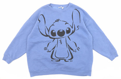Preloved Disney Womens Blue Cotton Pullover Sweatshirt Size 12 Pullover - Stitch, Size 12-14 - Front