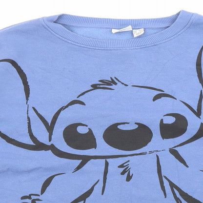 Preloved Disney Womens Blue Cotton Pullover Sweatshirt Size 12 Pullover - Stitch, Size 12-14 - Detail