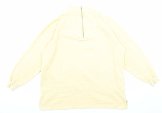 Debenhams Womens Yellow Cotton Pullover Sweatshirt Size M Zip