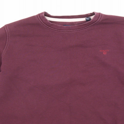 Close-up detail of GANT women’s purple cotton pullover sweatshirt, size S, pullover