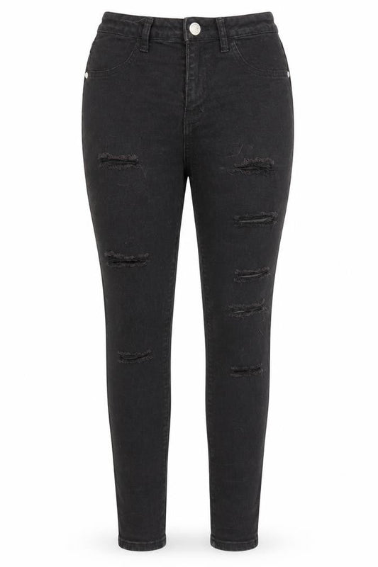 Boohoo Womens Black Cotton Skinny Jeans Size 10 L27 in Regular Zip - Pockets