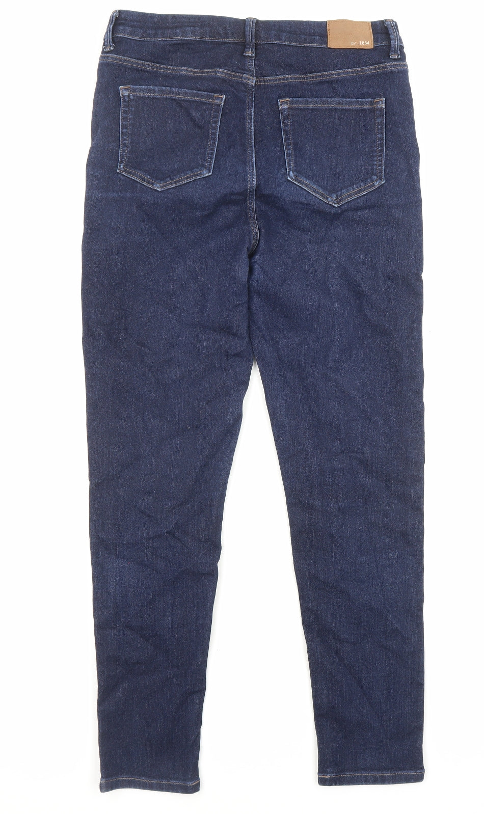 Marks and Spencer Womens Blue Cotton Skinny Jeans Size 12 L27 in Regular Zip - Pockets