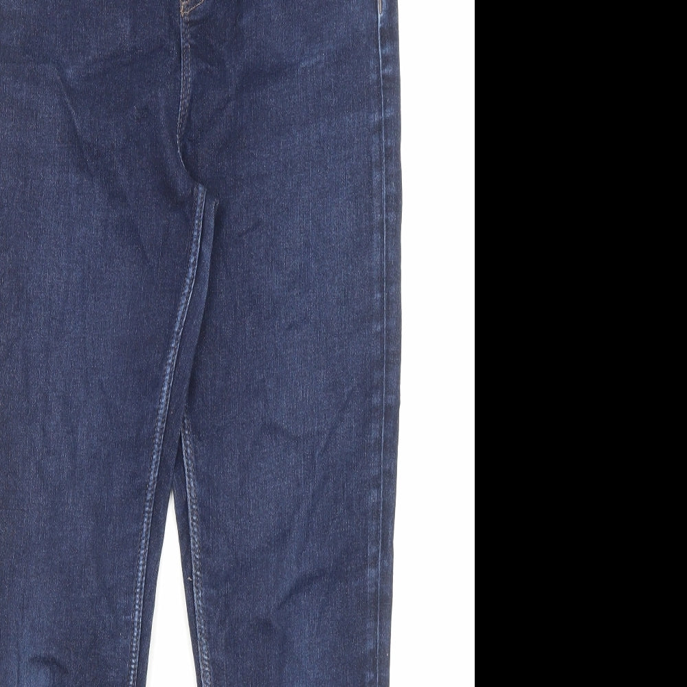 Marks and Spencer Womens Blue Cotton Skinny Jeans Size 12 L27 in Regular Zip - Pockets