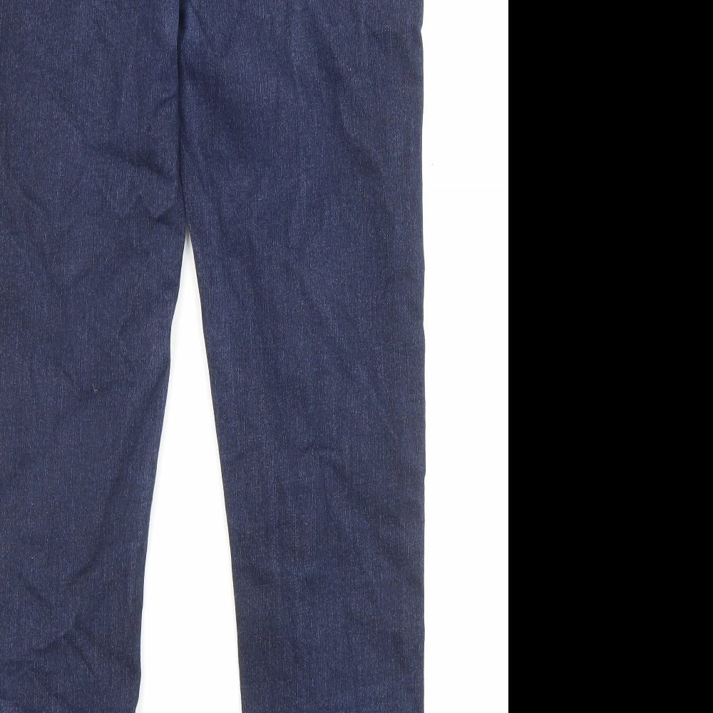 Marks and Spencer Womens Blue Cotton Skinny Jeans Size 12 L27 in Regular Zip - Pockets