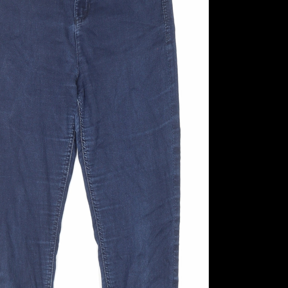 Marks and Spencer Womens Blue Cotton Skinny Jeans Size 12 L26 in Regular Zip - Pockets