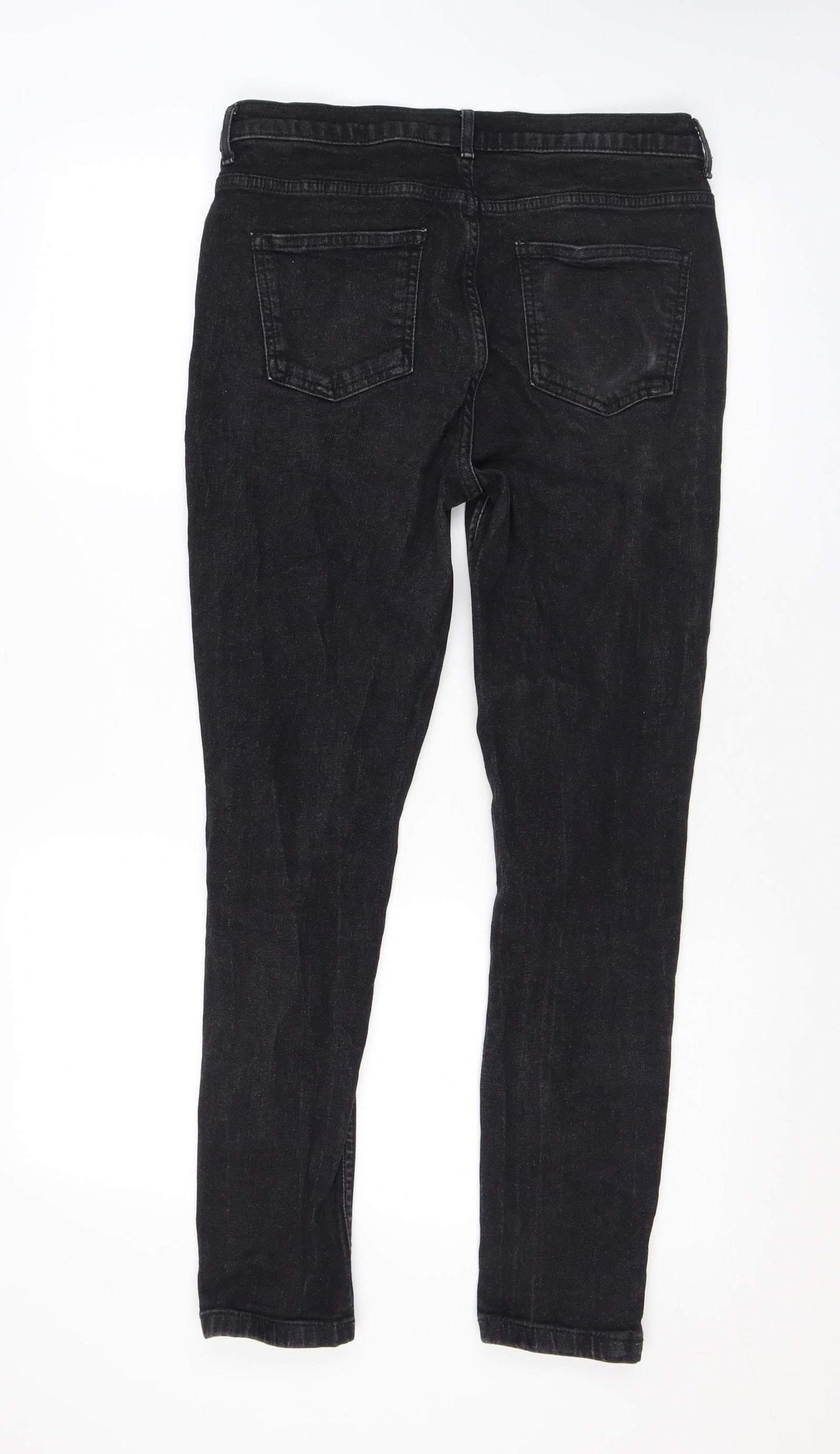 Marks and Spencer Womens Black Cotton Skinny Jeans Size 12 L26 in Regular Zip