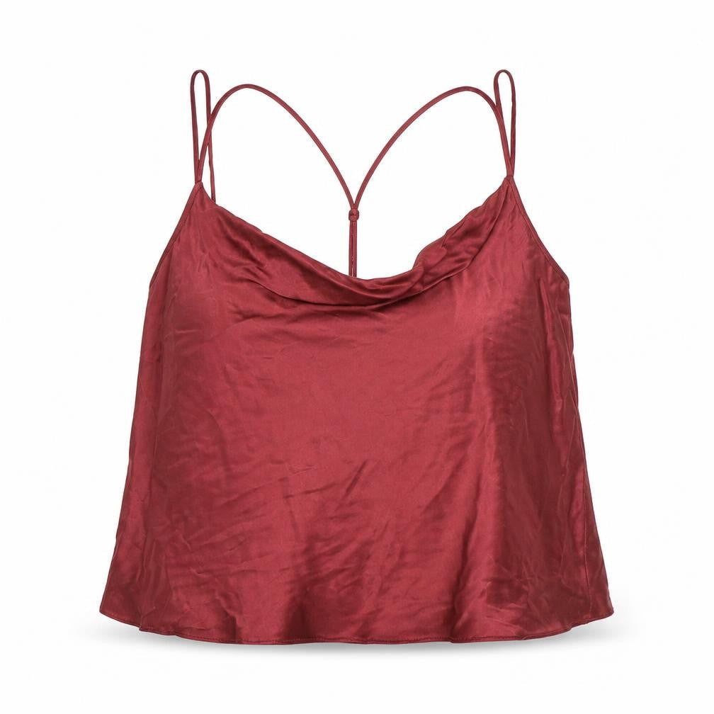 Topshop Womens Pink Viscose Cropped Tank Size 14 Cowl Neck - Open Back