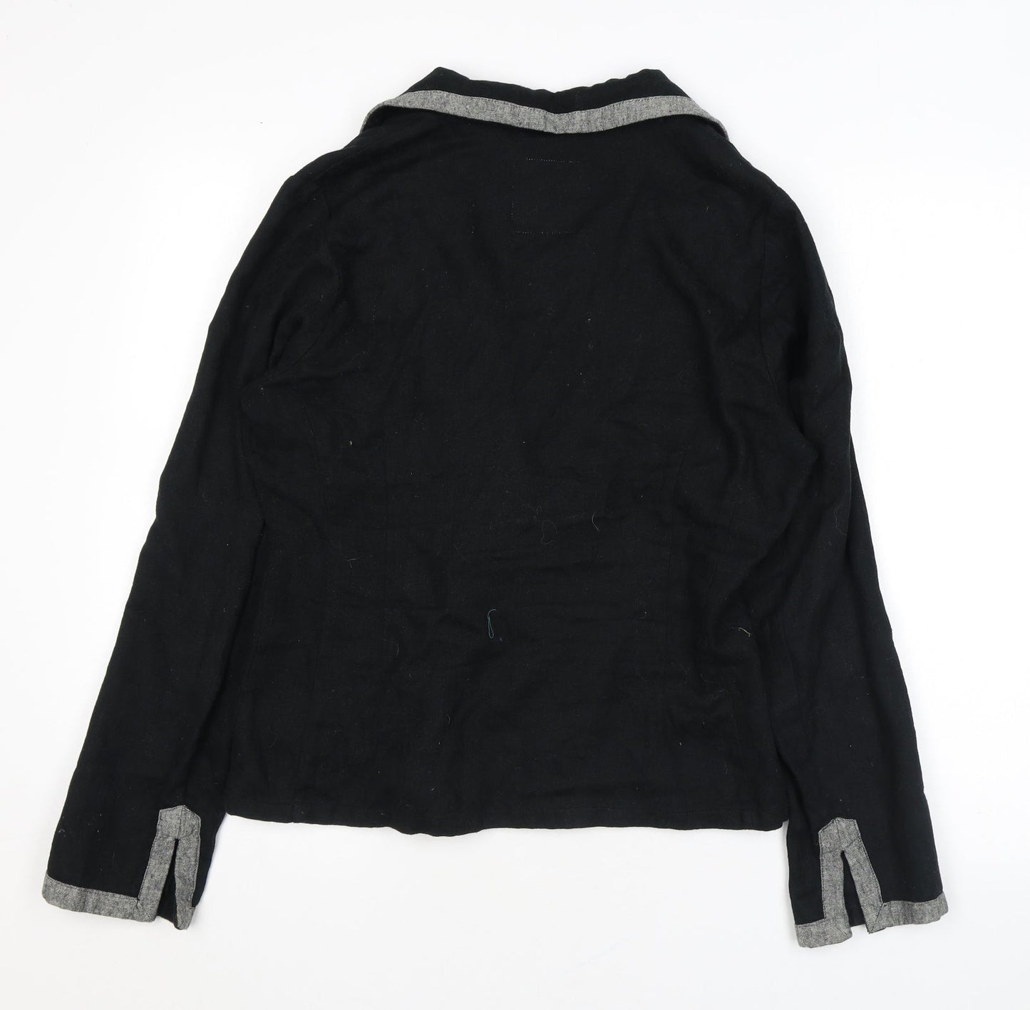 Fransa Womens Black Jacket Blazer Size M Button - Embroidery Flowers