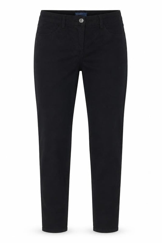 Front view of Papaya women’s black cotton skinny jeans, size UK 12, 26.5-inch leg regular zip
