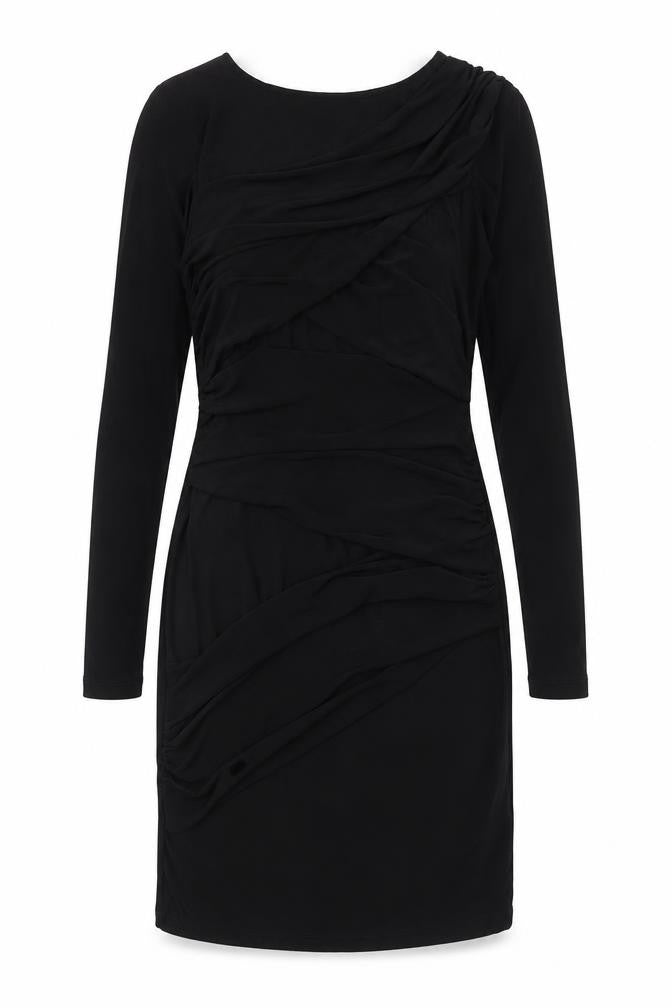 Topshop Womens Black Polyester Bodycon Size 10 Round Neck Pullover - Ruched detail