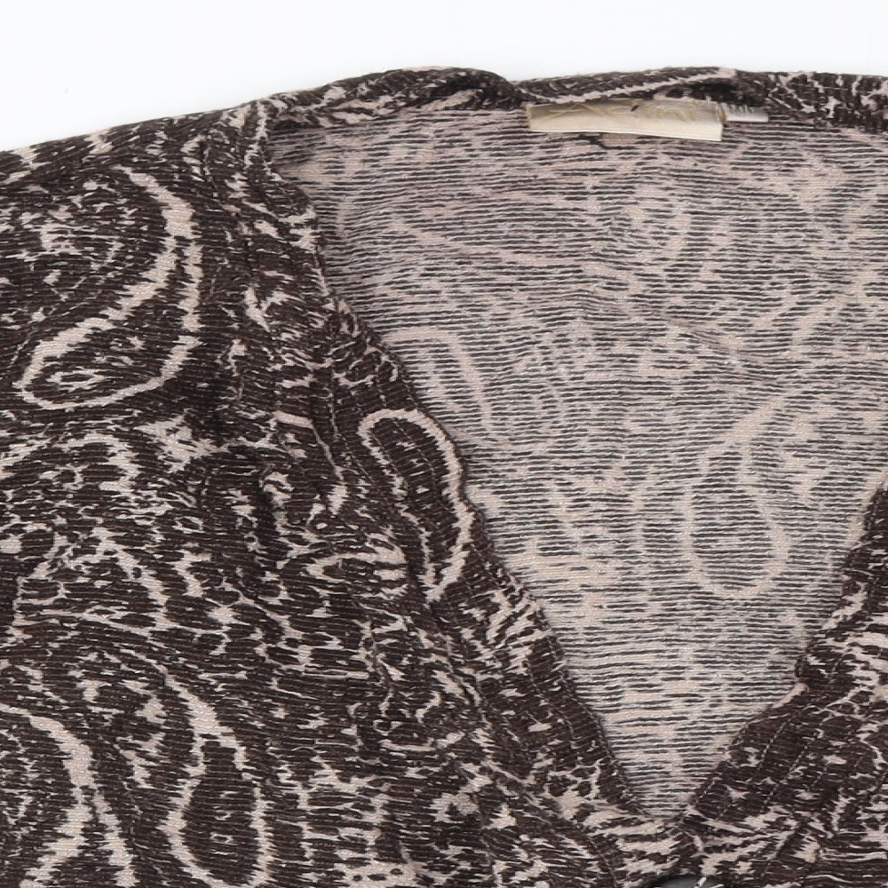 Adini Womens Brown V-Neck Paisley Viscose Cardigan Jumper Size M - Size M-L