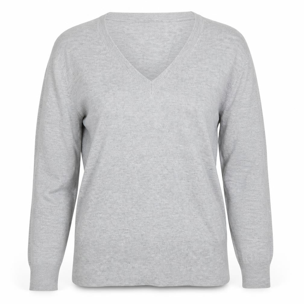 H&M Womens Grey V-Neck Acrylic Pullover Jumper Size S