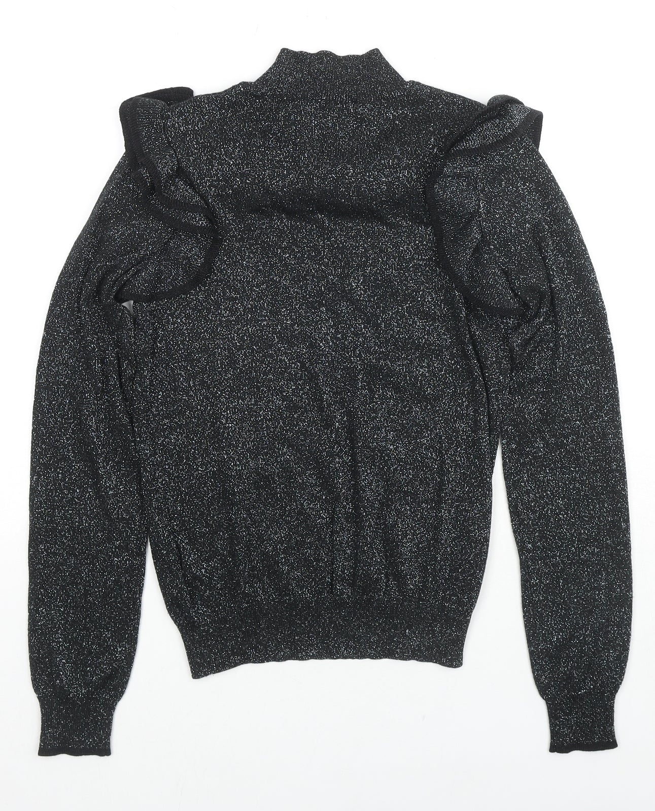Marks and Spencer Womens Black Round Neck Viscose Pullover Jumper Size 8 - Glitter