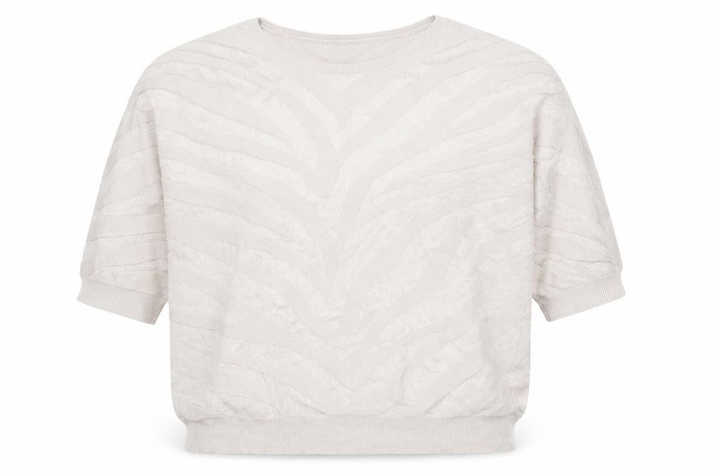 Wallis Womens Beige Round Neck Striped Viscose Pullover Jumper Size L