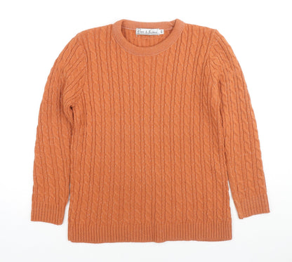 Pure & Natural Womens Orange Round Neck Acrylic Pullover Jumper Size XS