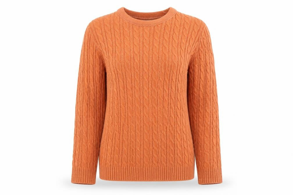 Pure & Natural Womens Orange Round Neck Acrylic Pullover Jumper Size XS