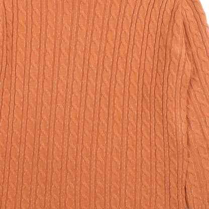 Pure & Natural Womens Orange Round Neck Acrylic Pullover Jumper Size XS