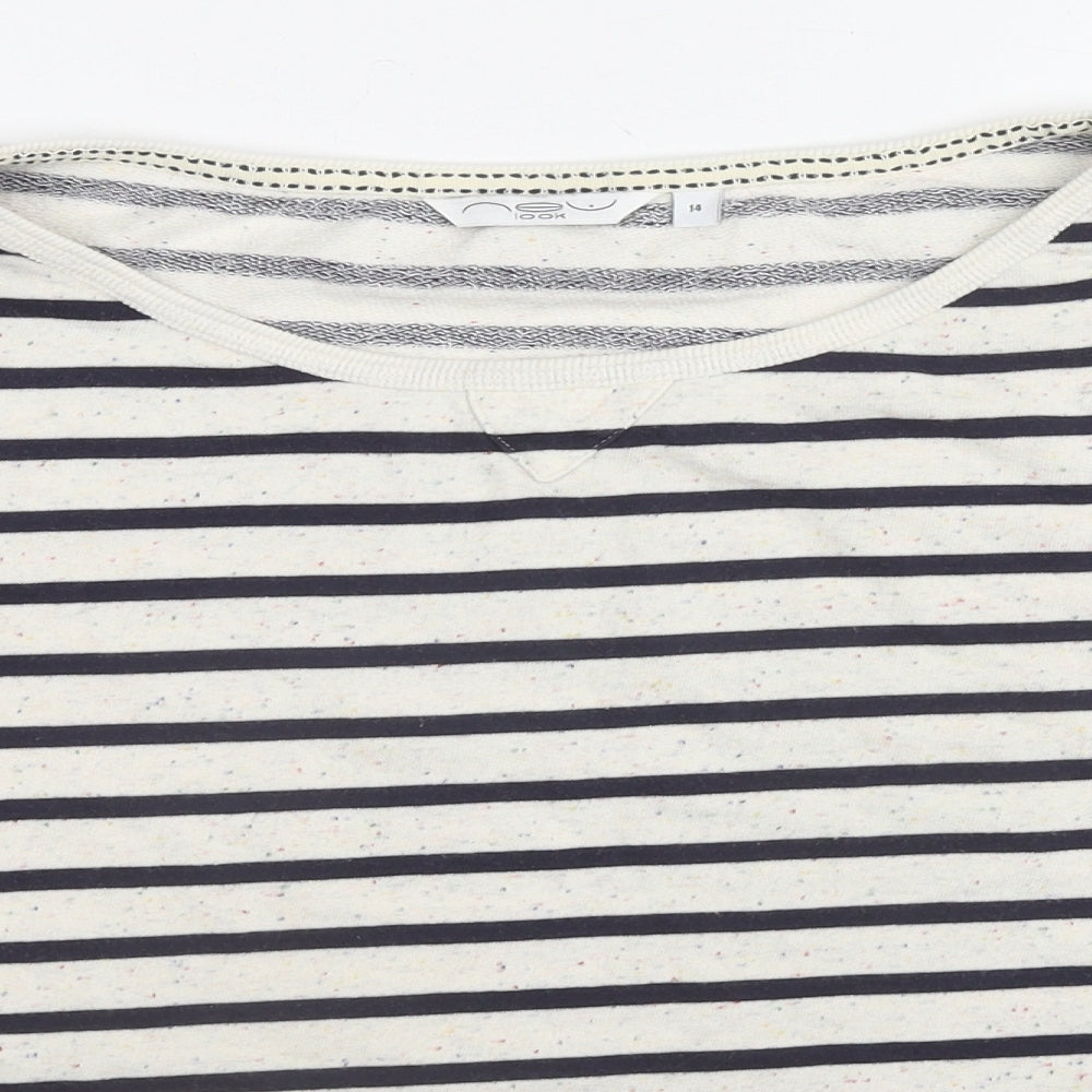 New Look Womens Multicoloured Striped Cotton Pullover Sweatshirt Size 14 Pullover