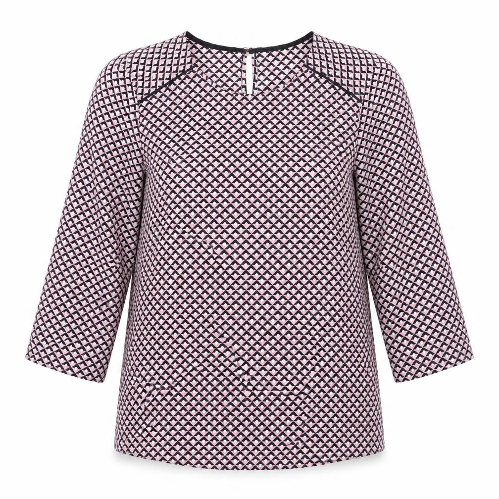 Dunnes Stores Womens Pink Geometric Polyester Basic Blouse Size S Round Neck