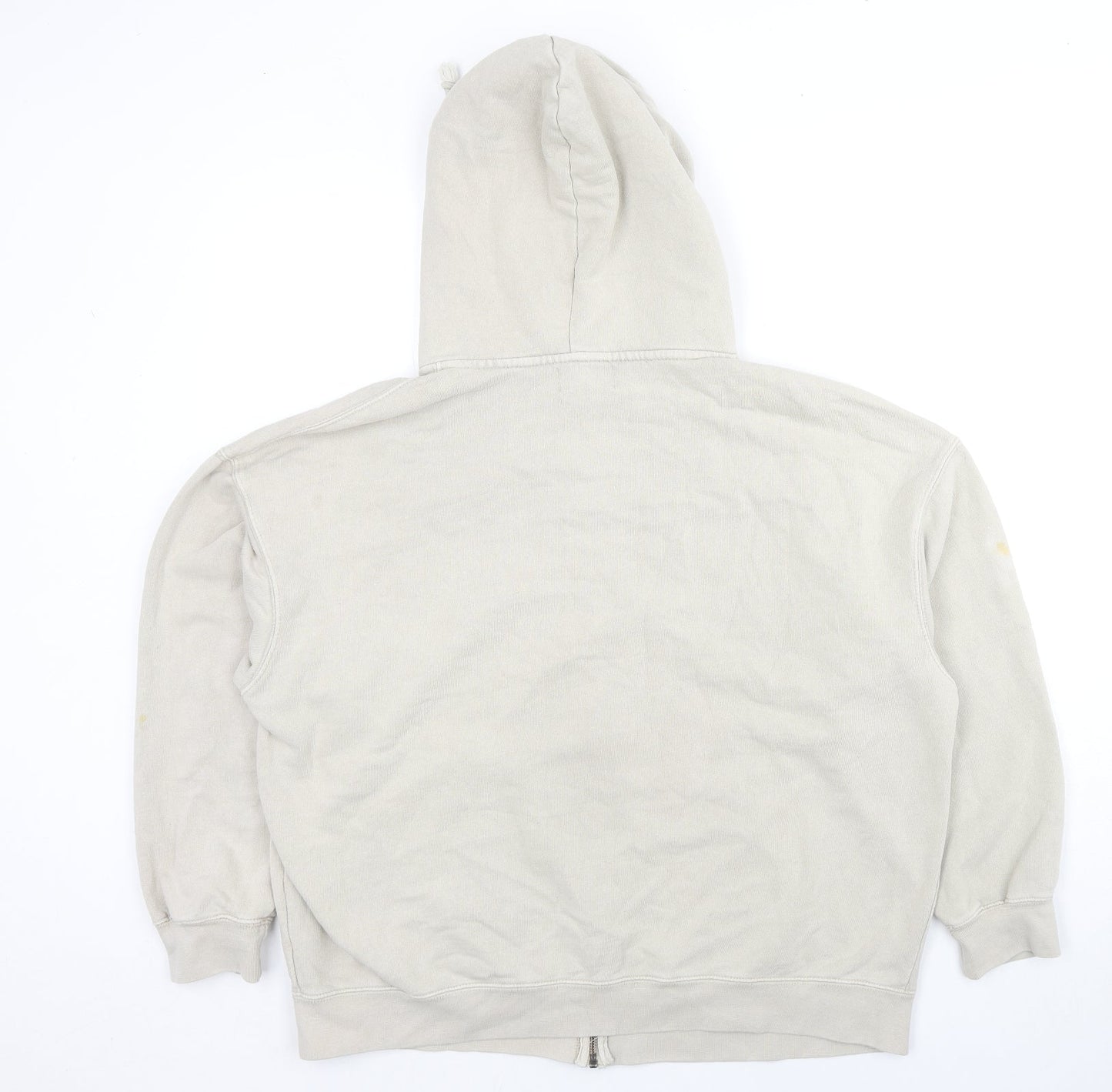 Pull&Bear Mens Beige Cotton Full Zip Hoodie Size M