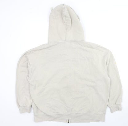 Pull&Bear Mens Beige Cotton Full Zip Hoodie Size M