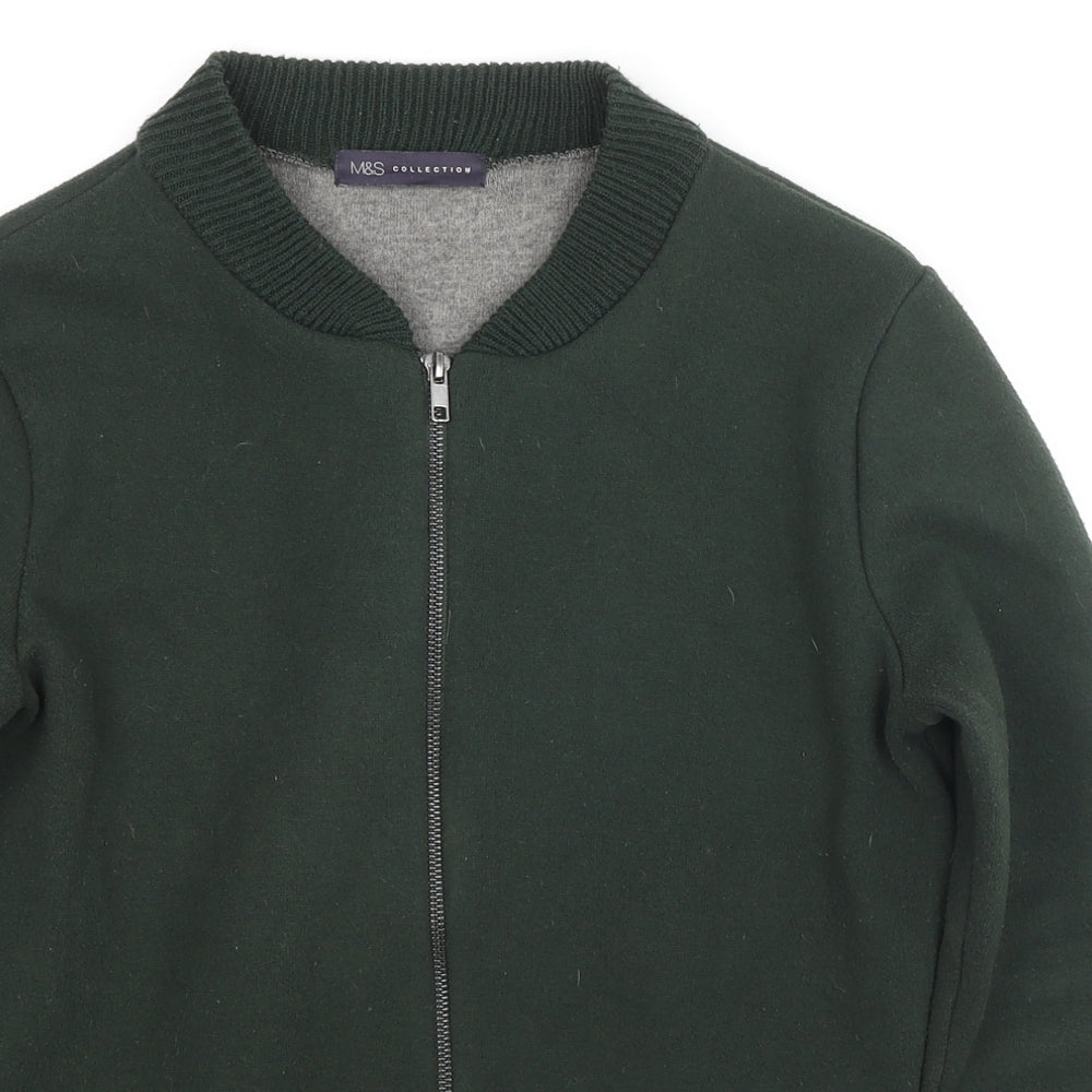 Marks and Spencer Womens Green Polyester Full Zip Hoodie Size S Pullover