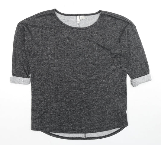 H&M Womens Grey Scoop Neck Polyester Pullover Jumper Size M