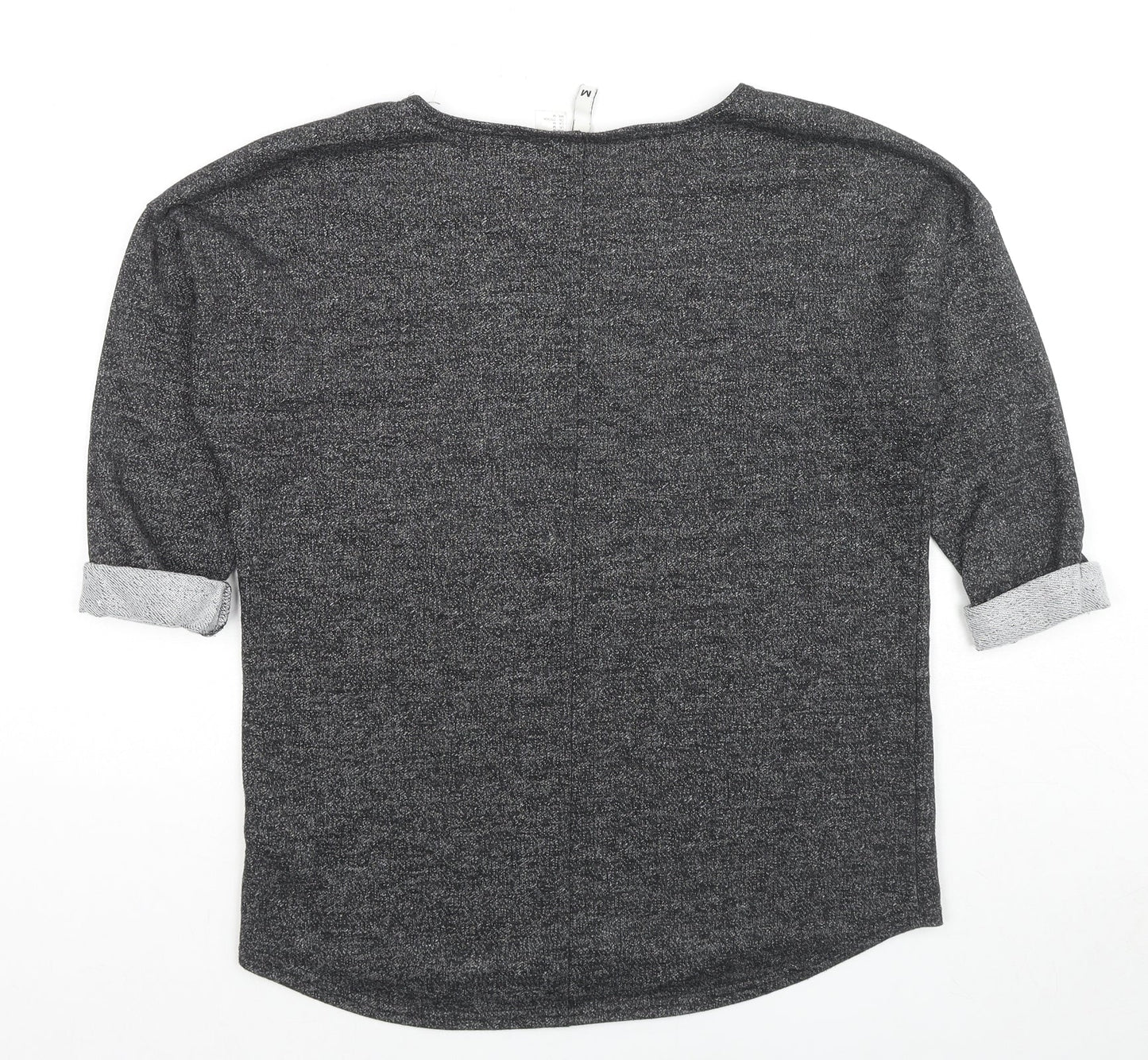 H&M Womens Grey Scoop Neck Polyester Pullover Jumper Size M