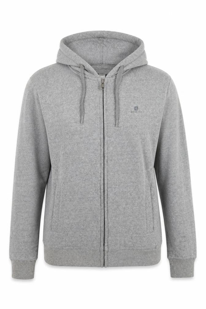 Domyos Womens Grey Cotton Full Zip Hoodie Size M Zip - Logo