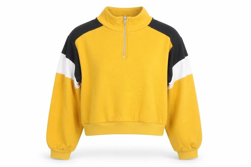 Divided by H&M Womens Yellow Colourblock Cotton Pullover Sweatshirt Size S Pullover