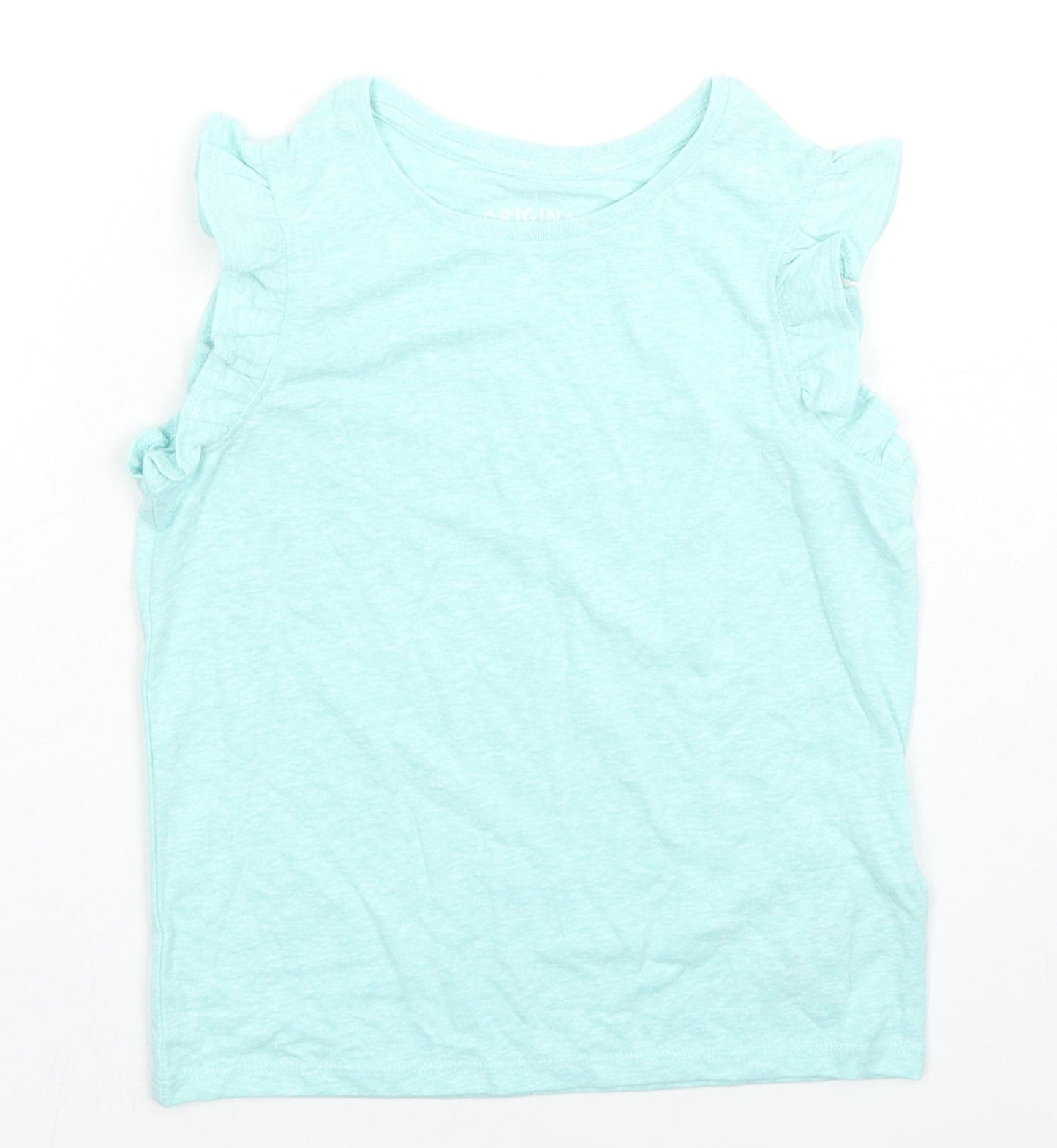 Marks and Spencer Girls Blue Polyester Basic Tank Size 5-6 Years Round Neck Pullover