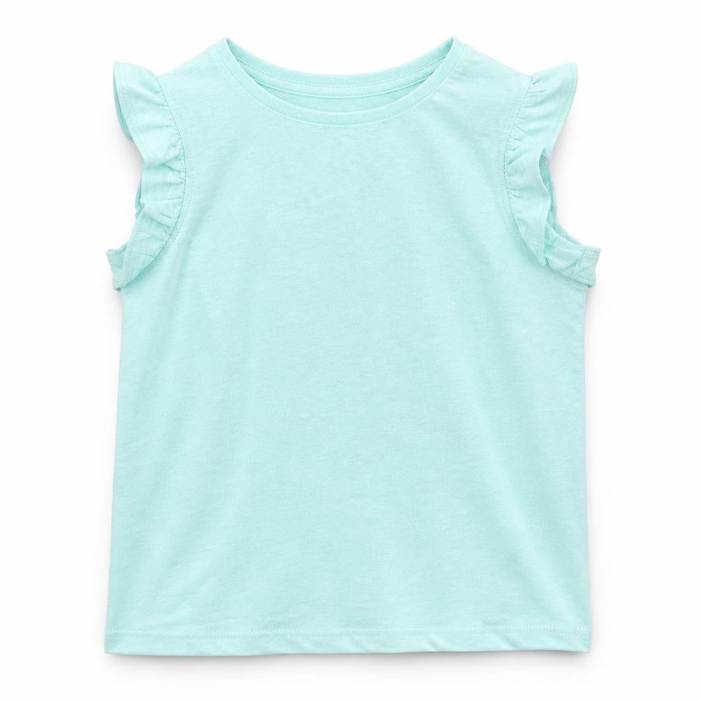 Marks & Spencer Girls Blue Polyester Basic Tank Size 5-6 Years Round Neck Pullover