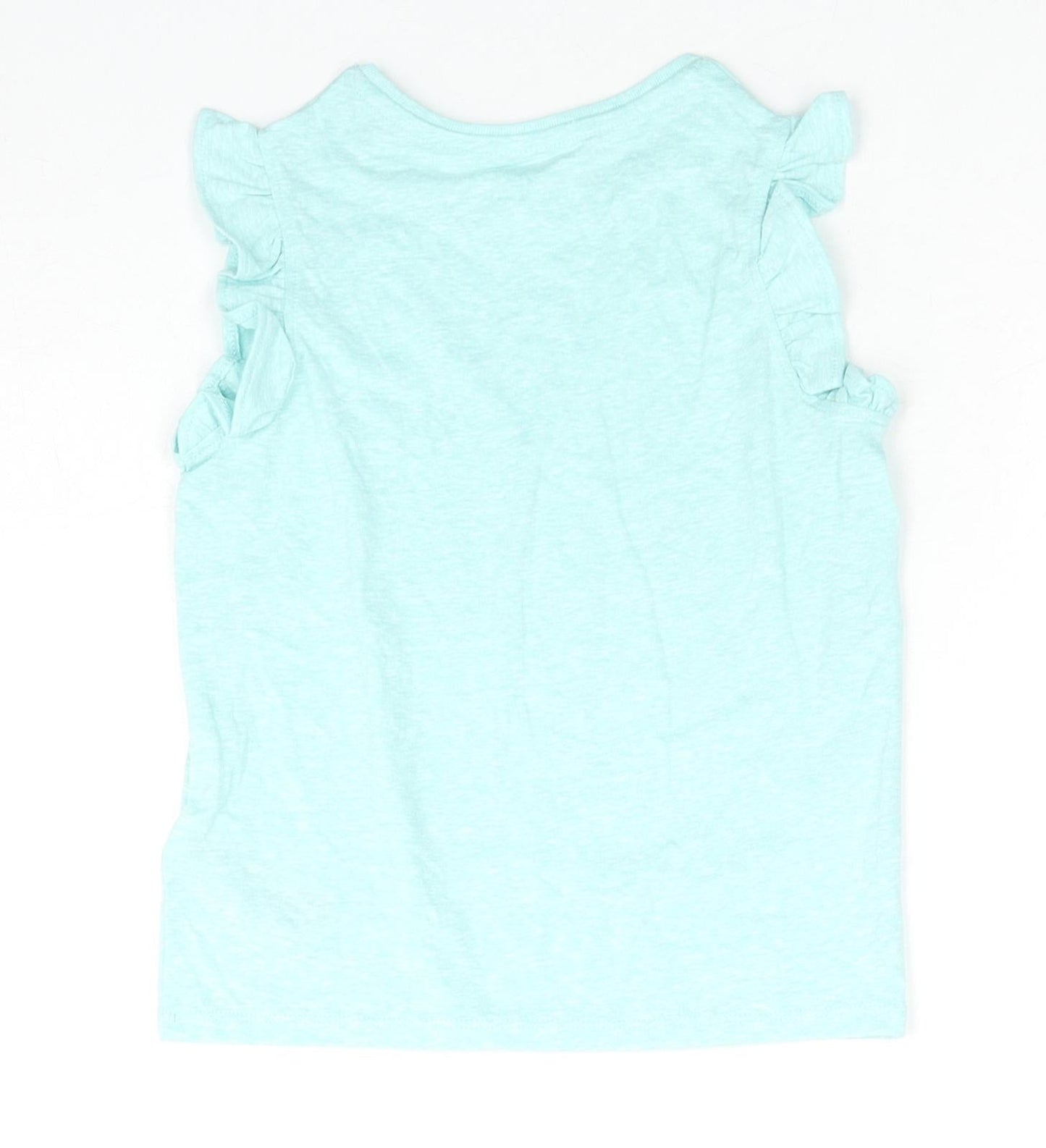 Marks and Spencer Girls Blue Polyester Basic Tank Size 5-6 Years Round Neck Pullover