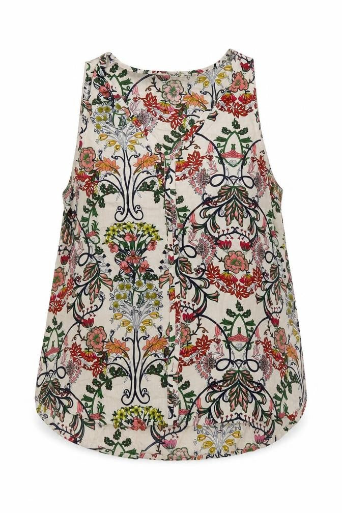Fun2Fun Womens Multicoloured Floral Viscose Basic Blouse Size L V-Neck